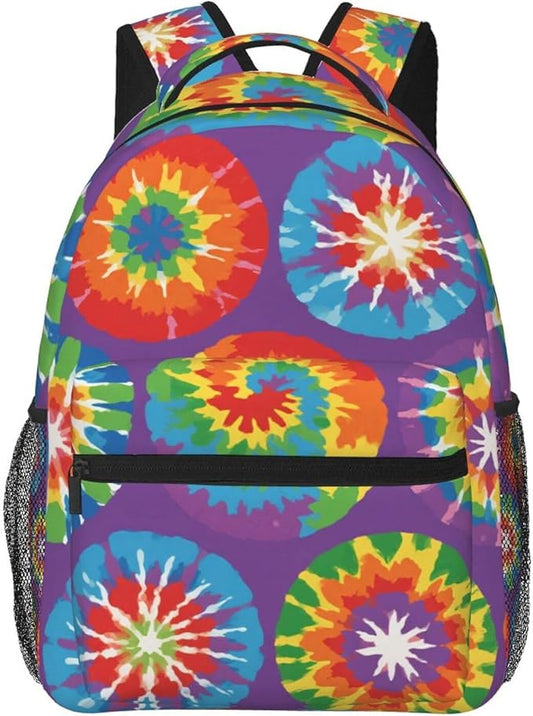 Daypack Backpack Polyester Multipurpose Anti-Theft Colorfu Tie Dye Art Shoulder Bag Big Capacity Gym Outdoor Hiking Backpack With Smooth Zippers