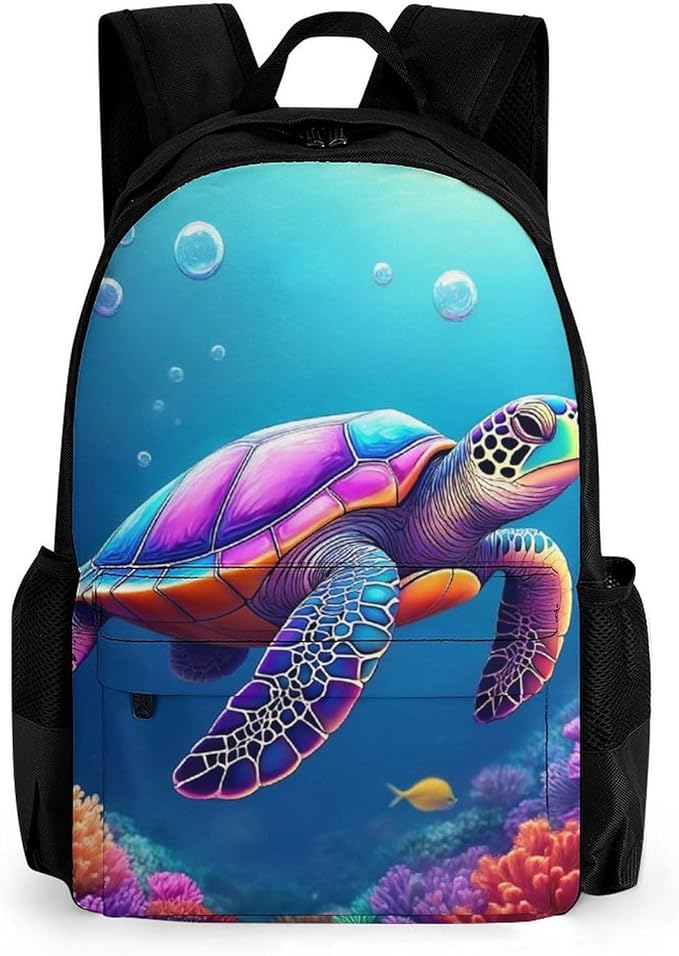 Supdreamc Men Women Polyester Sea Turtle Daypack Backpack Large Capacity Carry On Bag With Smooth Zippers for Hiking Picnic Walking Cycling