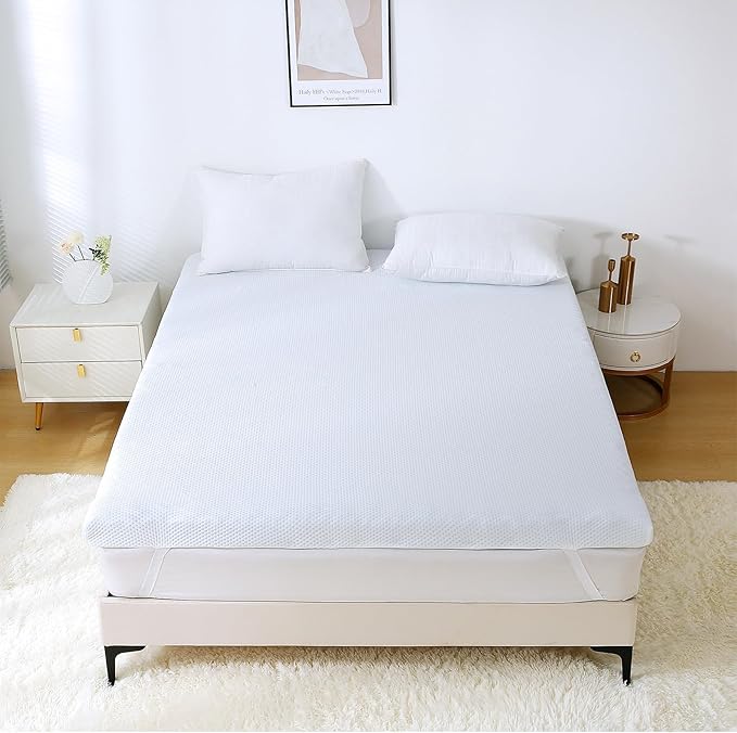 MUXHOMO 2 Inch 7-Zone Queen Mattress Topper, Egg Crate Memory Foam Mattress Topper Queen Size for Back Pain, Lavender Cooling Gel Infused Bed Pad, CertiPUR-US and Oeko-TEX Certification (60"×80")