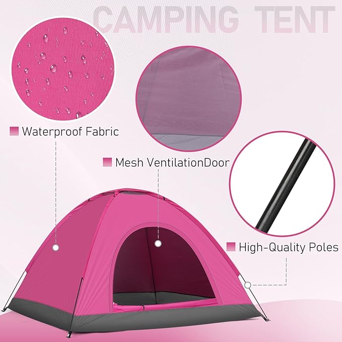 Camping Tents for 3-4 Person Camping Dome Tent, Waterproof,Spacious, Lightweight Portable Backpacking Tent for Outdoor Camping Hiking