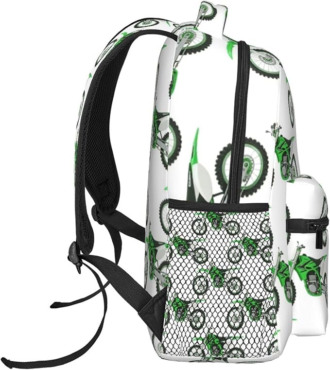 Men Women Polyester Motorcycle Green Dirt Bike Green Daypack Big Capacity Shoulder Bag With Smooth Zippers for Hiking Work Walking Cycling