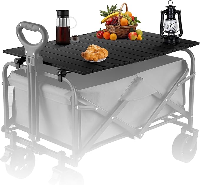 Metal Tabletop Board for Wagons Cart,Foldable Table 29"×18" Heavy Duty for Wagon,Alloy Board with Load Capacity 68LBS,Camping Essential and Gear for Outdoor Party with Family and Friends(Black)