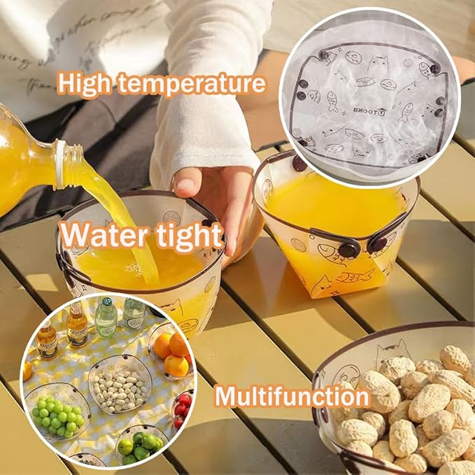 MIUPOO Collapsible Cup Set,Portable Mess Kit,Food Grade Material Free Folding Cup for Lunch Family Picnic, 4.7×4.2×3.2 Inches,4Pieces