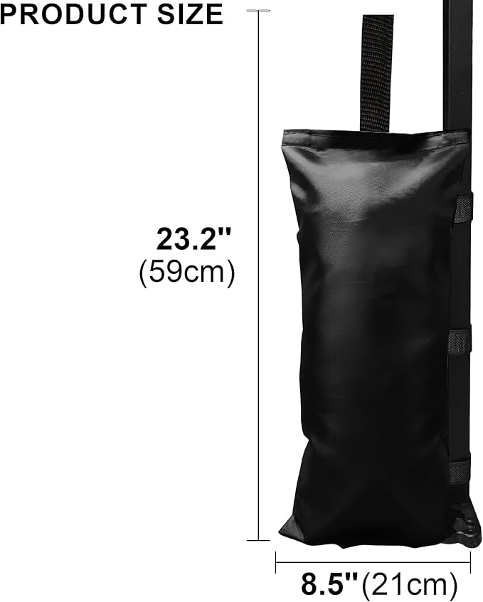 16 Pack SANWAY 448 LBS Sand Bags for Canopy (Unfilled)-Portable and Durable to Secure Tents, Canopies, and Umbrellas (Black)