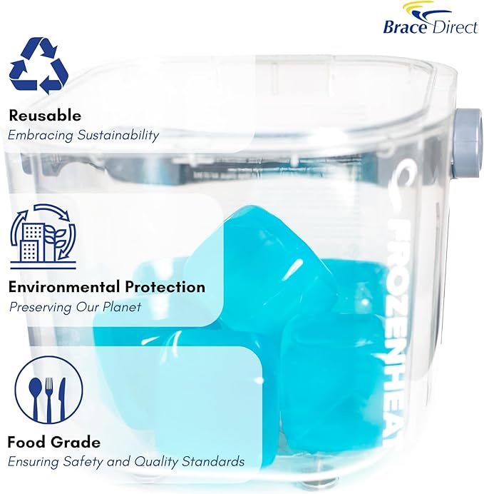 Extra Large Reusable Ice Cubes (6 Pack) for Cold Therapy Machine and Cryotherapy Treatment, Drink Dispenser, Cooler | Convenient Refreezable Freezer Blocks | BPA-Free and Non-Toxic by Brace Direct