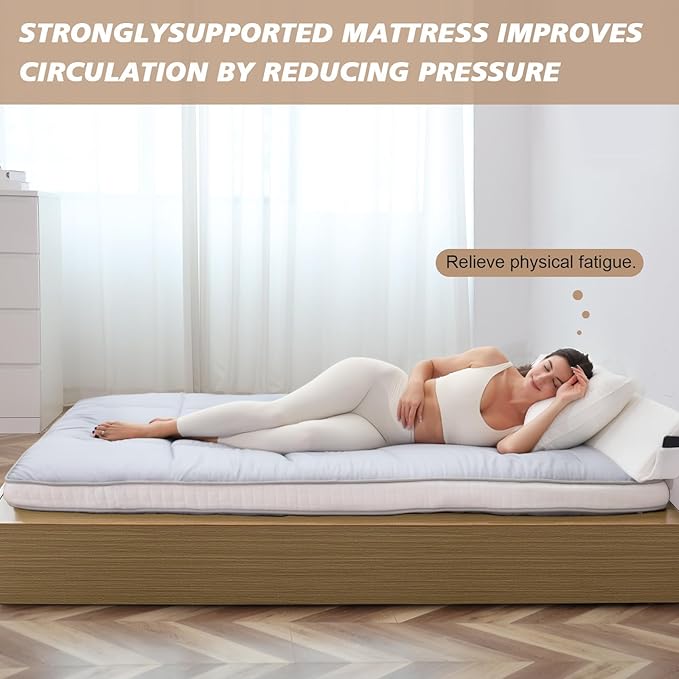 Queen Size Futon Mattress - Extra Thick Foldable Japanese Floor Mattress - Memory Foam Sleeping Pad for Adults - Tatami Mat Suitable for Camping & Guest - Gray