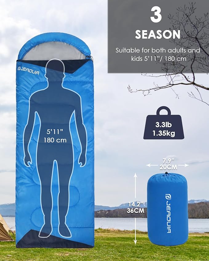 Sleeping Bags for Adults Cold Weather - 20 Degree Big&Tall Size Backpacking Lightweight Waterproof for Girls Boys Mens Teen Women for Camping Hiking Outdoor Travel Hunting with Compression Bags