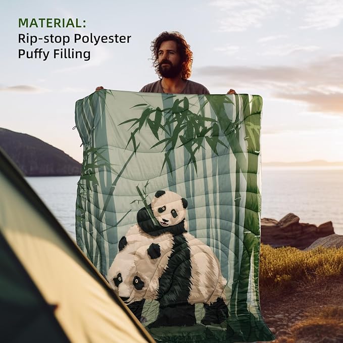 Camping Blanket Puffy - Outdoor Stadium Blanket Wearable, Lightweight, Packable, Machine Washable Camping Quilt for Traveling, Picnic, Beach, Party