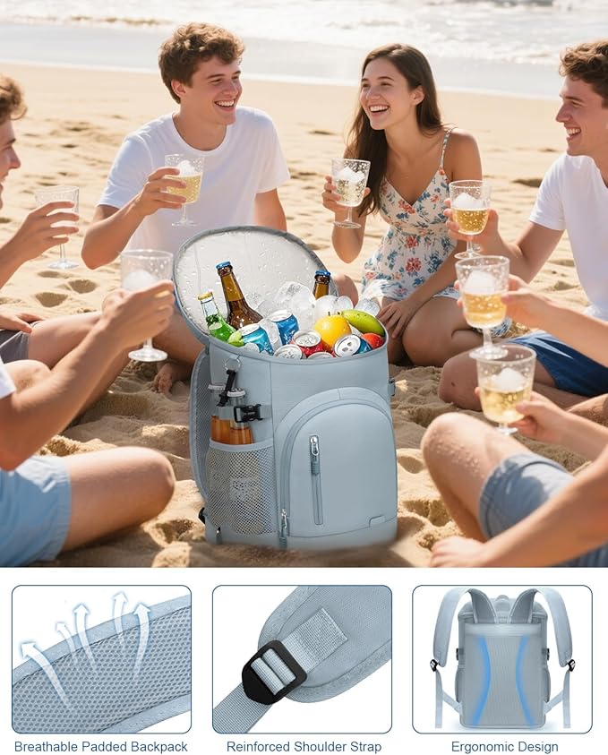 Cooler Backpack Insulated Waterproof,30 Cans Backpack Coolers Leakproof Lunch Backpack for Men Women Portable Soft Cooler Bag for Beach Camping Travel Picnic