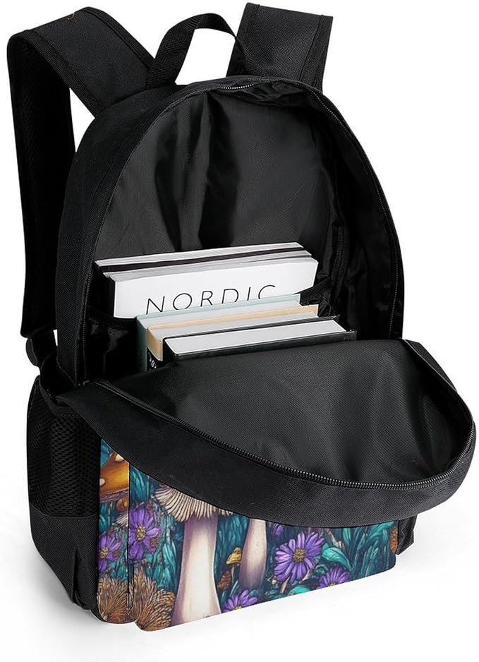 Supdreamc Rucksack Anti-Theft Multipurpose Big Capacity Carry On Bag, Trippy Mushroom Art Traveling Camping Backpack With Side Pockets