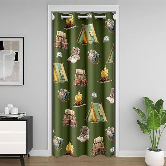 Erosebridal Vintage Camp Door Curtain for Doorway Privacy Camping Accessories Wild Adventure Blackout Curtain Camping Lovers Gifts Door Drape RV Camper Cabin Room Decor Window Treatment 52" W x 84" L