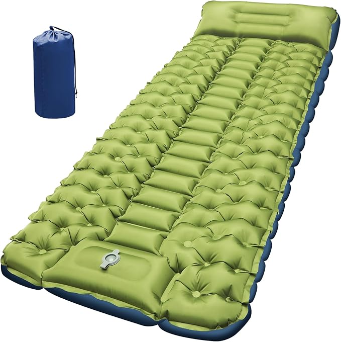 Camping Sleeping Pad, Ultralight Camping Mat with Built-in Foot Pump, Comfortable Sleeping Mat for Backpacking, Car Traveling,Tent,and Hiking