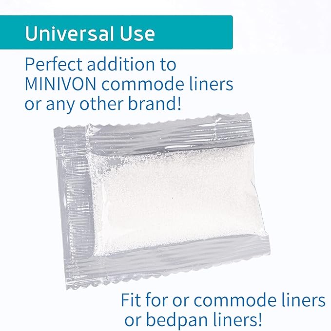 Pack of 100 Super Absorbent Pads Gel for Commode Liners – Gel for Standard Bedside Commode and Bedpan Liners, Liquid Waste Gel Eco for Commode Chairs, Portable & Camping Toilet, Bed pan