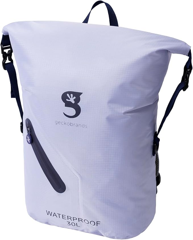 geckobrands Lightweight 30L Waterproof Backpack - Lightweight Watertight Outdoor Bag Hiking Traveling Light Water Activities