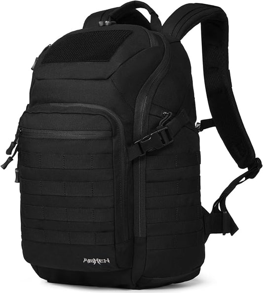 32L Tactical Backpack - MOLLE Everyday Carry with Suspended 17" Laptop Compartment for Work, Travel and Emergency (Black)