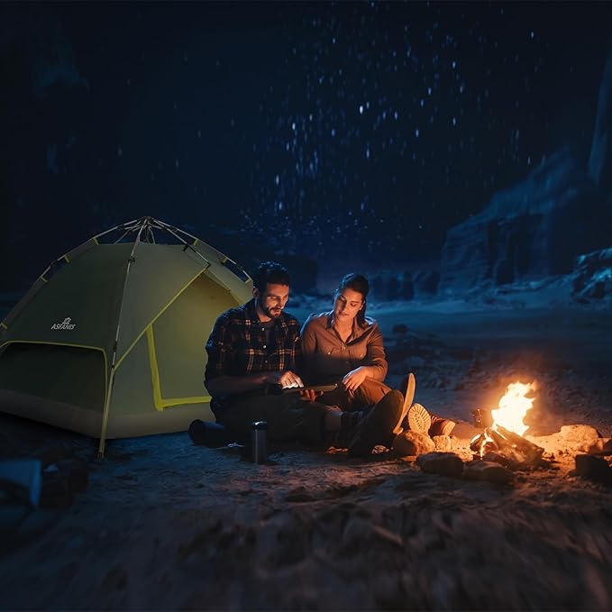 Camping Tent Automatic 2-3 Person Instant Tent Pop Up Ultralight Dome Tent 4 Seasons Waterproof & Windproof Camping Tent with Removable Outer Tarpaulin, Double Layers