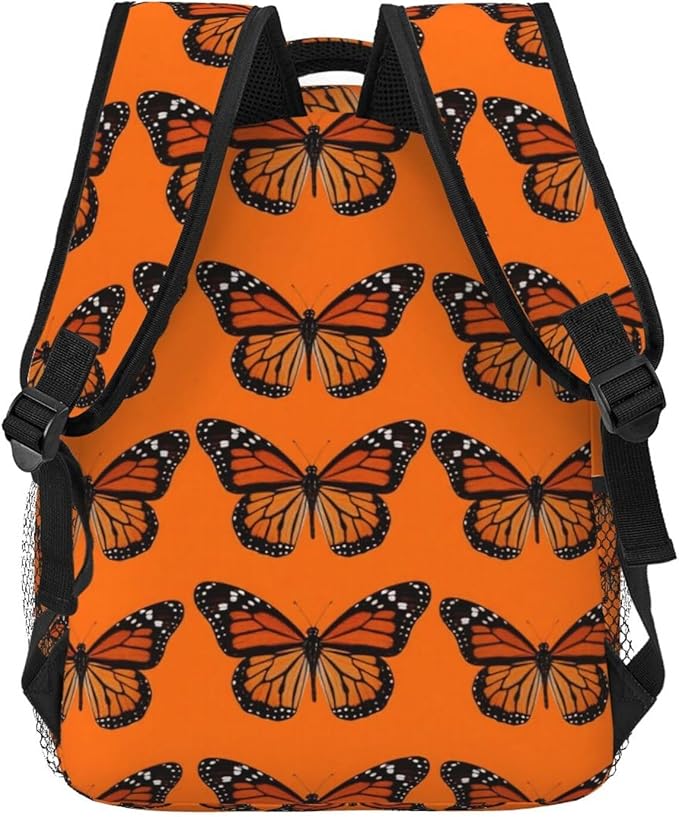 Women Men Polyester Heaps Of Monarch Butterflies Casual Daypack Large Capacity Bookbag With Side Pockets for Sports Picnic Walking Cycling