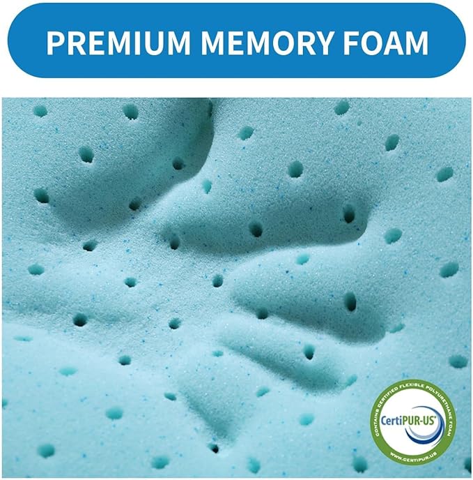 LOFE Adjustable Memory Foam Pillow's Two Layers - 1.2'' Insert 2 Pack for Cervical Pillow for Neck Pain Relief, CertiPUR-US Memory Foam Piece，Thin Pillow for Stomach Sleeper, Blue, Soft
