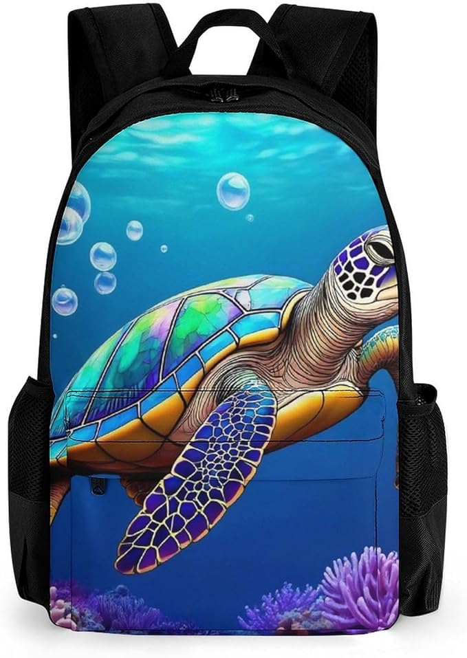 Supdreamc Men Women Lightweight Sea Turtle Backpack Large Capacity Bookbag With Smooth Zippers for Gym Business Running