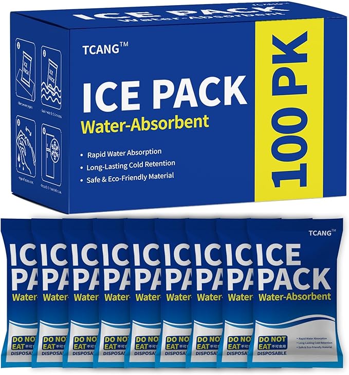 Disposable Dry Ice Packs for Shipping Non-Stick for Food, Double-Sided Absorption Leak-Proof Cold Packs for Cooler, Camping, Beach Bags, Picnics,Outdoor Events, Takeout Delivery