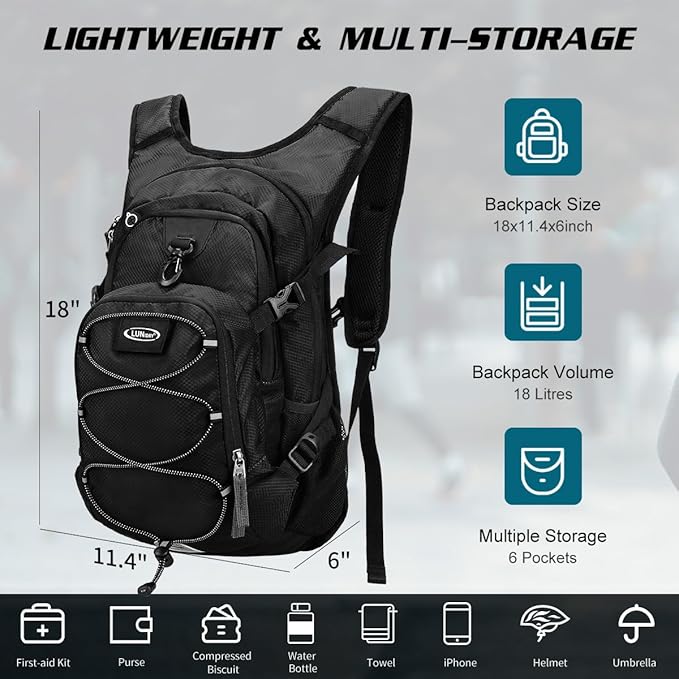 Hydration Backpack with 3L Water Bladder, Insulated Running Hydration Pack Hydropack, Lightweight Water Backpack for Hiking Cycling Camping Biking for Men Women