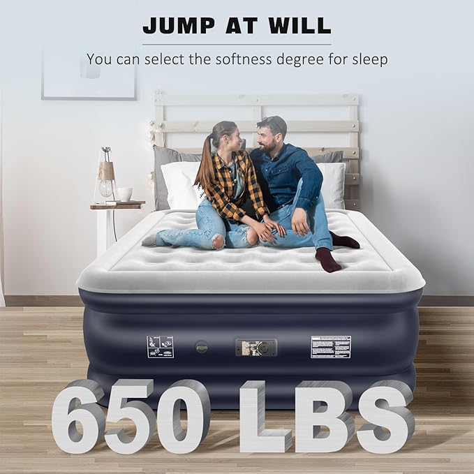 nalone Air Mattress Full with Built in Pump, 18'' Luxury Self Inflatable Mattress, 2025 Upgraded Fast Blow Up Mattress with Carry Bag, Portable Air Bed for Home, Travel & Camping, 650lbs Max