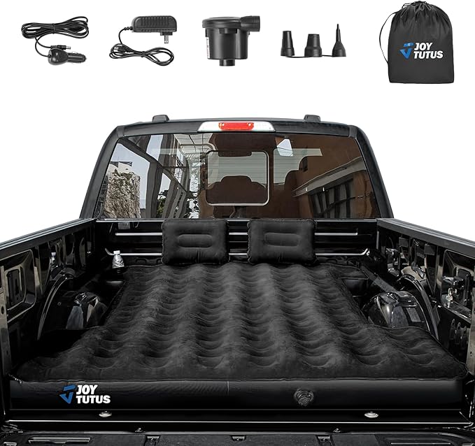 JoyTutus Pickup Truck Tent with Awning 5.5Ft + JOYTUTUS Truck Bed Air Mattress 5.5-5.8Ft