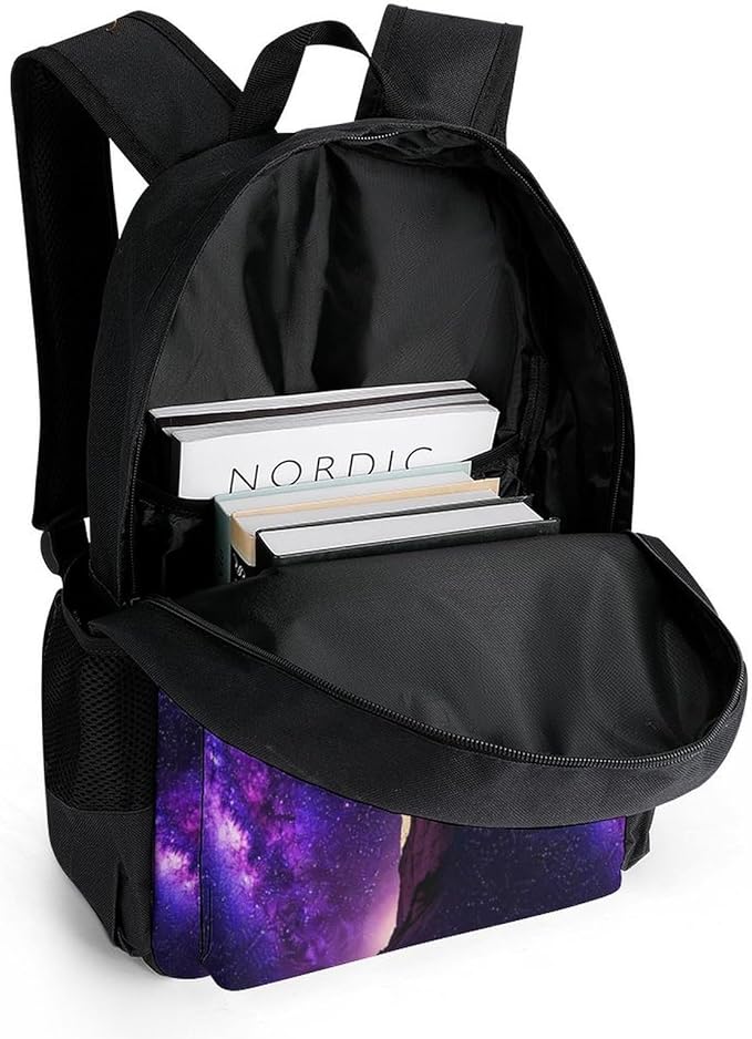 Lightweight Rucksack for Sports Travel Running, Big Capacity Multipurpose Anti-Theft Bookbag, Purple Space Galaxy Shimmering Travel and Sport Backpack Rucksack