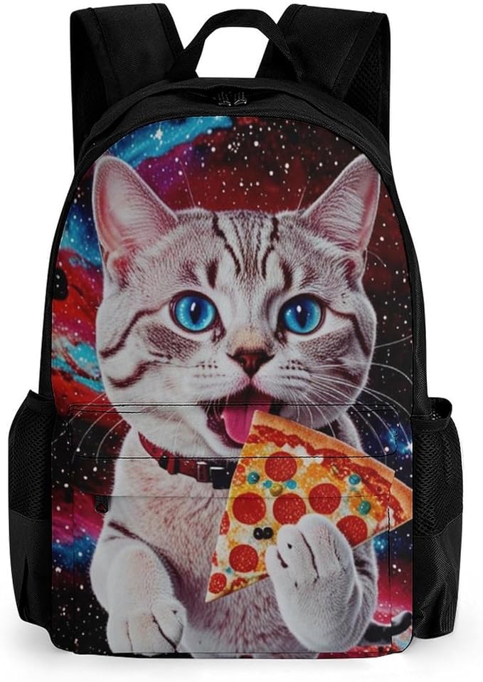Shoulder Book Bags Anti-Theft Multipurpose Big Capacity Bookbag, Galaxy Taco Cat Pizza Travel Hiking Backpack With Smooth Zippers