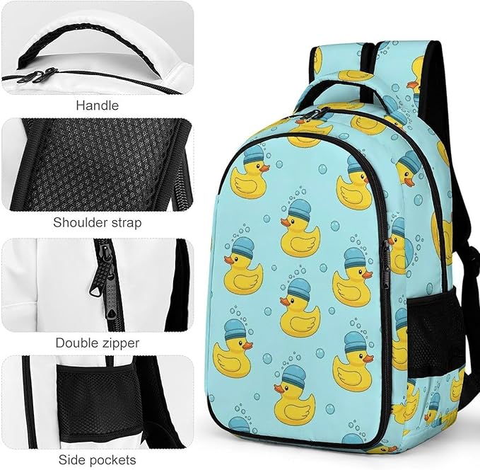 Business Anti Theft Laptop Backpack Funny Blue Bubbles Yellow Rubber Ducks, Waterproof Travel Computer Bag with Laptop Compartment Gifts for Men Women