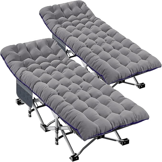 LILYPELLE 2 Pack Folding Camping Cot W/Mattress, 78" L x 32" W x 18" H Cot Bed, Heavy Duty Wide Camping Cot XXL for Adults, Portable Sleeping Cot Bed for Travel Camping/Office, Home Nap