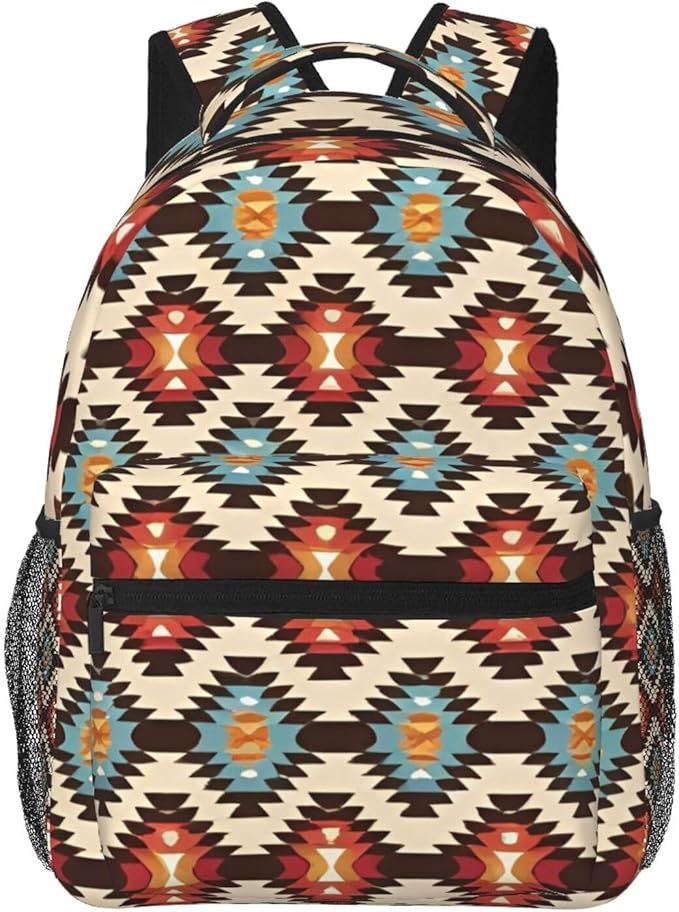 Rucksacks Multipurpose Anti-Theft Big Capacity Bookbag, American Native Pattern Travel Hiking Camping Rucksack With Padded Straps