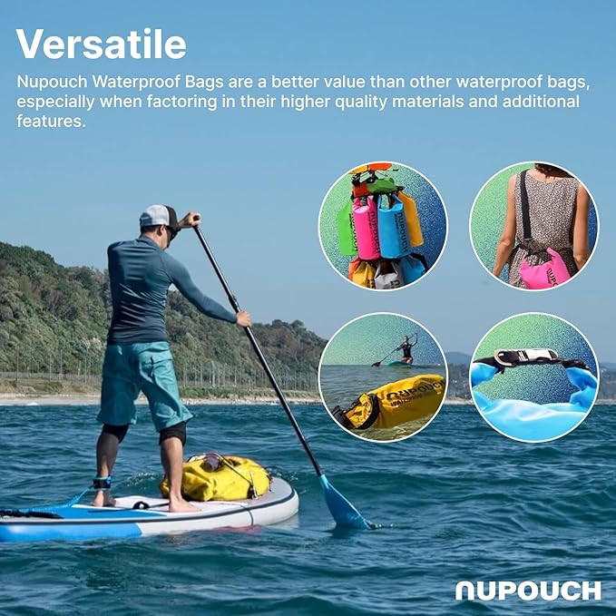 Nupouch Waterproof Dry Bag: 2L/5L/10L/20L Roll Top Lightweight Dry Storage Bag, Backpack for Travel, Swimming, Boating, Kayaking, Camping, or Beach