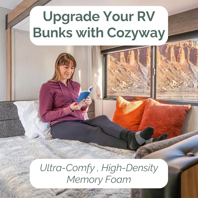 Cozyway 1/3 Bifold RV Short Queen Mattress - 6 Inch Memory Foam, Perfect for RVs and Campers, Queen Short Mattress Alternative