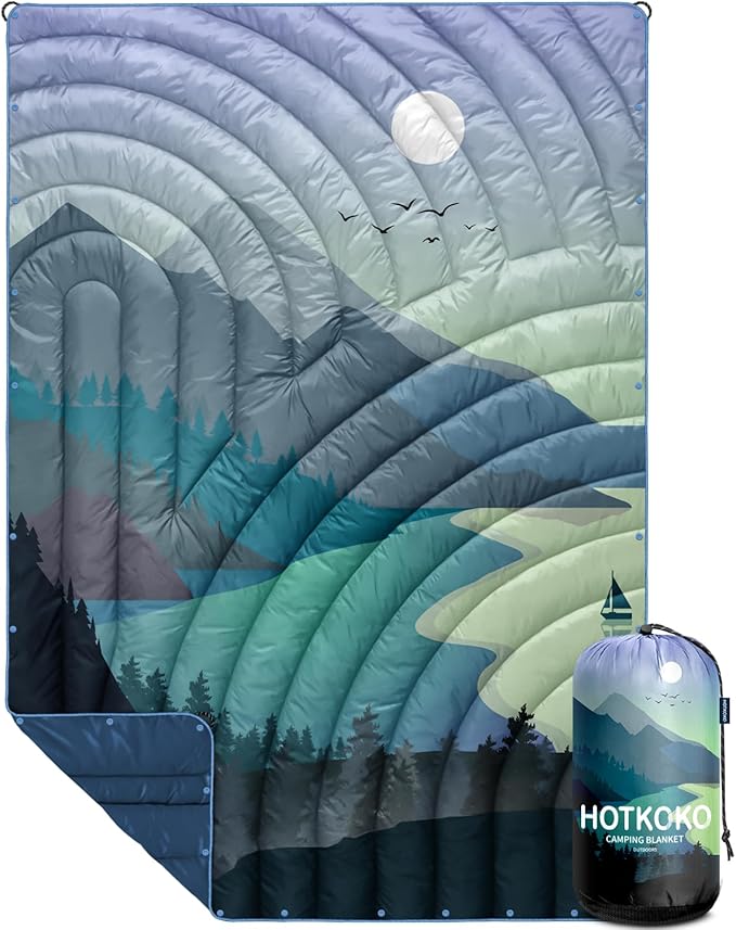 Camping Blanket,Lightweight Puffy Printed Camping Blanket Packable Outdoor Blanket for Camping,Traveling, Stadium, Hiking, Picnics