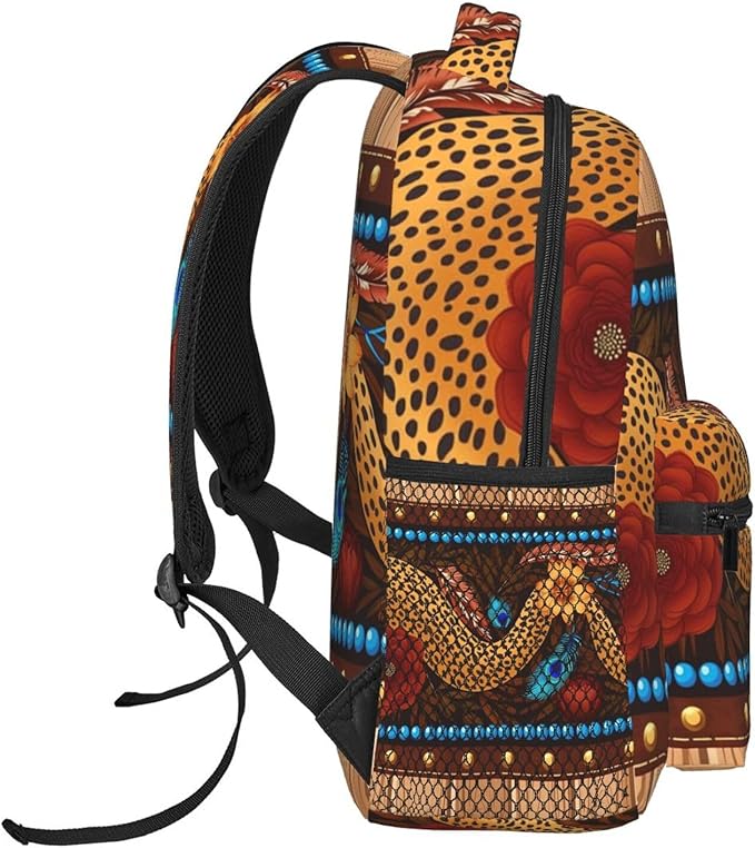 Shoulder Book Bags Anti-Theft Multipurpose Big Capacity Bookbag, 90S Sunflower Leopard Travel Hiking Backpack With Smooth Zippers