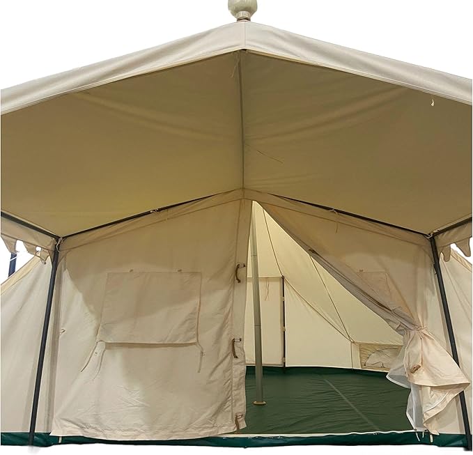 19.68 * 13.1ft Canvas Tent Bell Tent Glamping, 4 Seasons Yurt Tent for Camping, Heavy Cotton Canvas Tent for Family Camping, Outdoor Hunting, Bell Tent with 8.53ft*6.56ft Porch