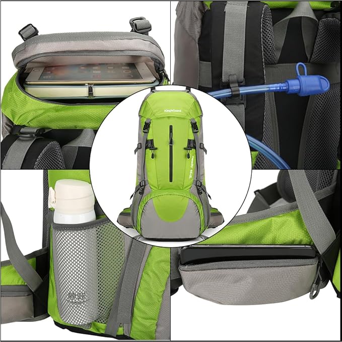 King'sGuard 70L Hiking Backpack with Rain Cover Lightweight Waterproof Travel Camping Backpack Large Backpacking Pack