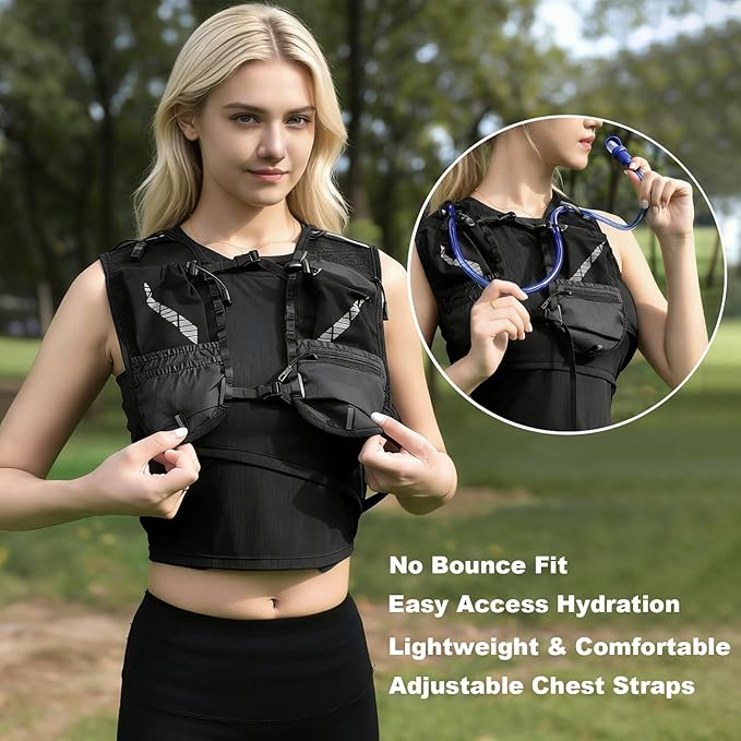 Hiking Hydration Pack Running Backpack Daypack Vest for Women Men,Lightweight Hydration Packs Cycling Biking Trail Race Rave Marathon (with 2L Water Bladder)