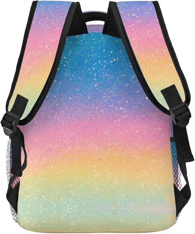 Adults Lightweight Colorful Glitter Sparkle Pattern Rucksacks Large Capacity Bookbag With Adjustable Shoulder Straps for Trekking Outdoors Bicycle
