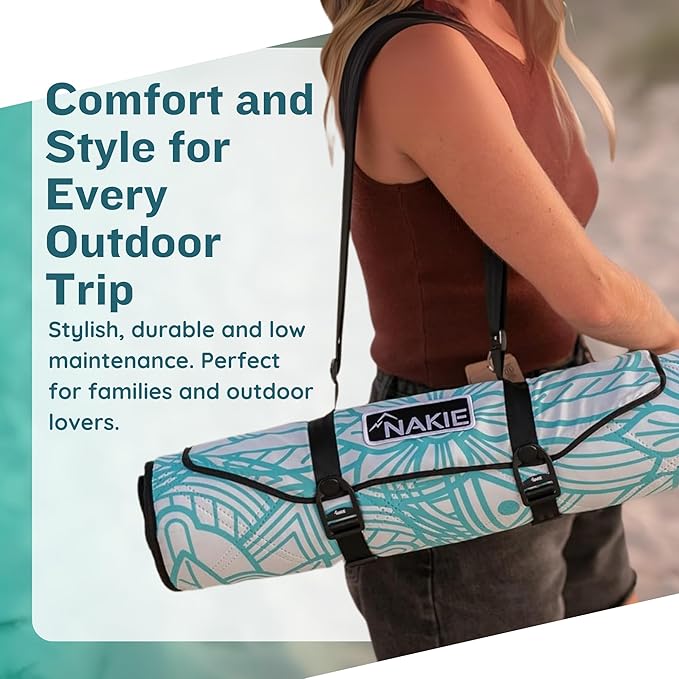 Nakie Picnic Blanket - Extra Large, Waterproof, Machine Washable, Easy Storage. Perfect for Camping, Picnics & Outdoor, Children by The Beach or Playing with Dog, 78inch x 78inch (Floating Lotus)