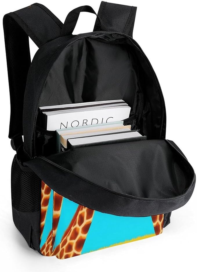 Supdreamc Polyester Daypack Backpack for Trekking Picnic Walking Cycling, Large Capacity Anti-Theft Multipurpose Shoulder Bag, Giraffe Selfie Casual Daypack