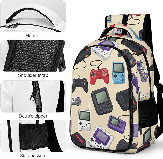 Travel Backpack Purse for Women, Video Game Weapon Funny Games Cute Laptop Backpack with Tumbler Holder for Nurse Teacher College Work Casual Daypack