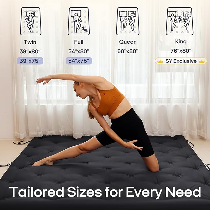 Syrinx Water Resistant Japanese Futon Mattress, Queen Size 80"x60", 2.5 Inch Thick Japanese Floor Mattress Tatami Mat, Foldable Floor Bed Sleeping Pad for Dormitory Guest Room Camping