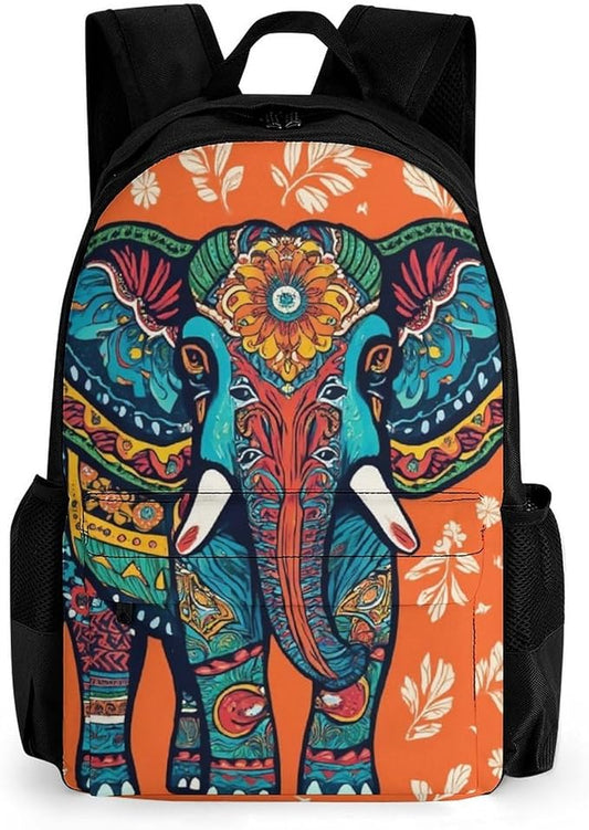 Rucksacks Multipurpose Anti-Theft Big Capacity Bookbag, African Tribal Nations Elephants Art Travel Hiking Camping Rucksack With Padded Straps