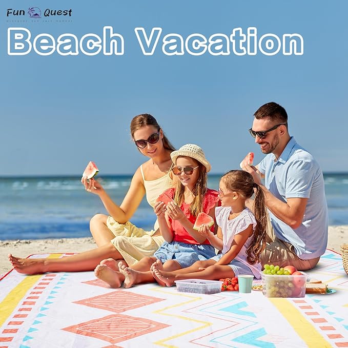 Picnic Blanket Waterproof – Large Sandproof Beach Blanket & Beach Mat, Foldable Machine Washable Outdoor Lawn Blanket, Stadium Blanket & Outside Blankets for Grass, Camping, Park, Travel