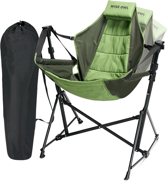 Wise Owl Outfitters Hammock Chair for Adults – Comfortable Portable Folding Rocking Camping Chair with Carry Bag – Great for Lawn, Campsite & Outdoors
