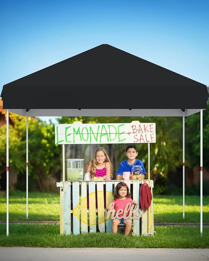 10x10 Pop Up Canopy Tent Outdoor Canopy with No Removable Sidewall One-Person Set Up Heavy Duty Commercial Instant Tent Shelter-Black