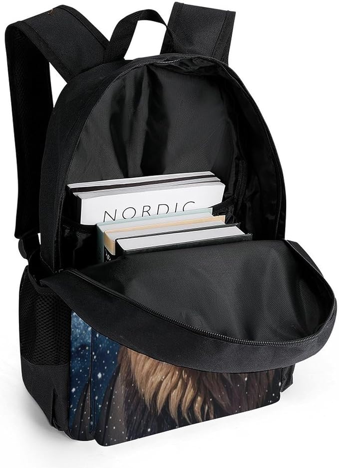 Rucksack Anti-Theft Multipurpose Large Capacity Carry On Bag, Outer Space King Lion Travel Hiking Bag Day Pack With Side Pockets
