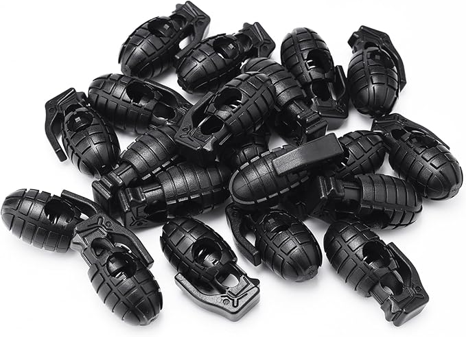 20pcs Black Plastic Cord Lock Stopper for Drawstring, Paracord Lock Elastic Shoeslace String Lock Camera Strap Accessories Replacement